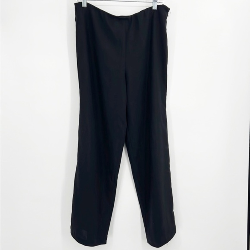 EILEEN FISHER Black Wide Leg Crepe Flat Front Pant Medium